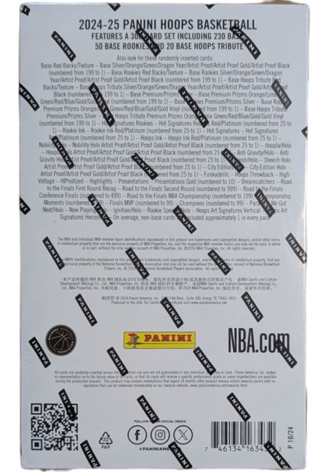 2024-25 Panini Hoops Basketball Hobby Box