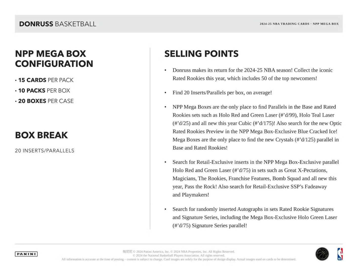 2024-25 Panini Donruss Basketball Mega Box