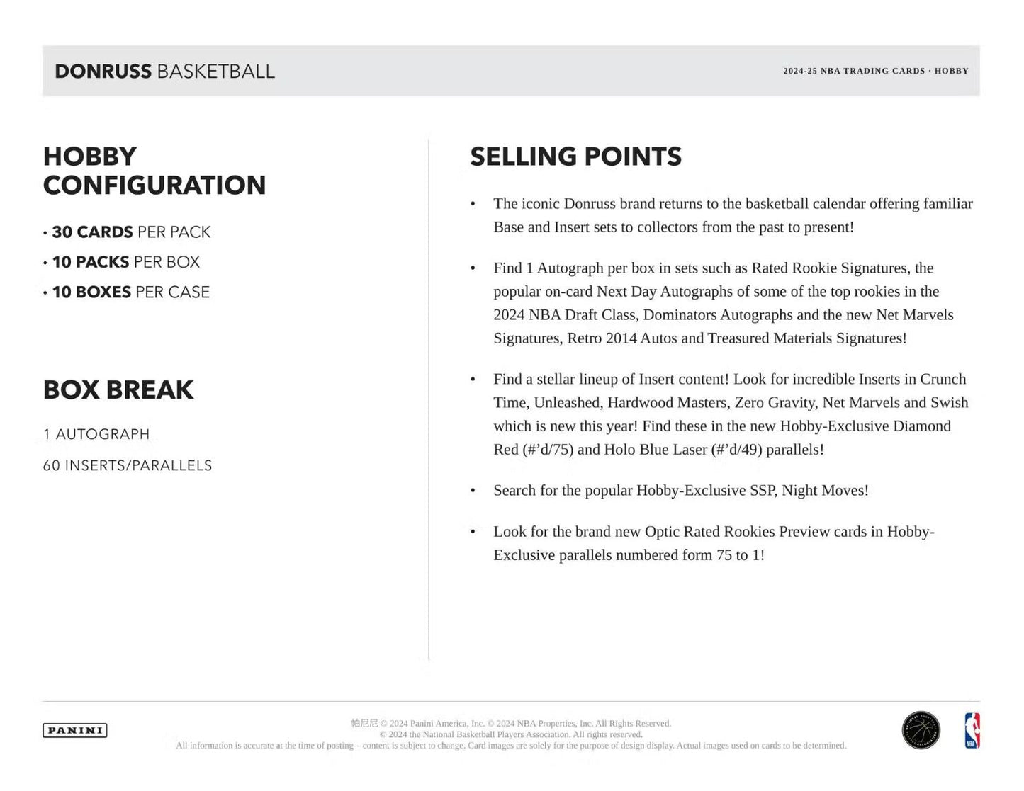 2024-25 Panini Donruss Basketball Hobby Box