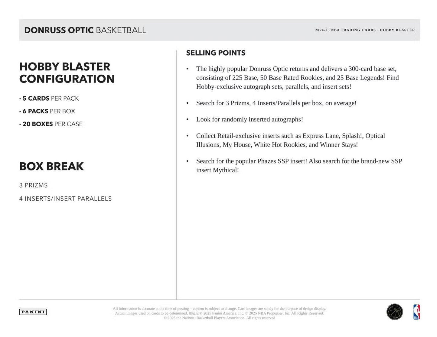 2024-25 Panini Donruss Optic Basketball Hobby Blaster Box
