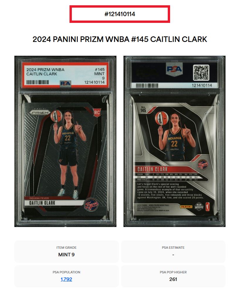 2024 Prizm WNBA Caitlin Clark #145 PSA 9