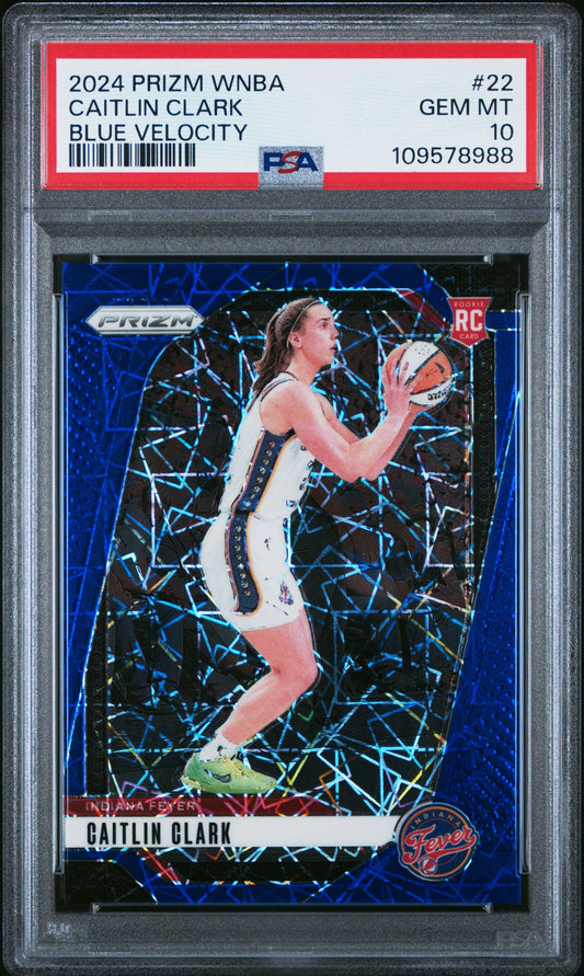 2024 Prizm WNBA Caitlin Clark #22 Blue Velocity PSA 10