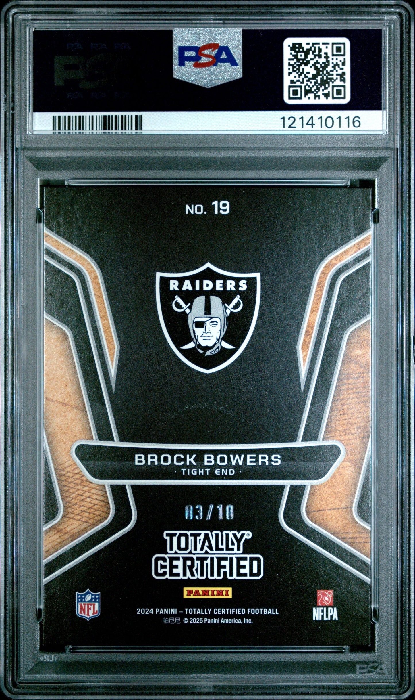 2024 Panini Totally Certified Brock Bowers Gold Team #19 Mirror Platinum Gold PSA 8