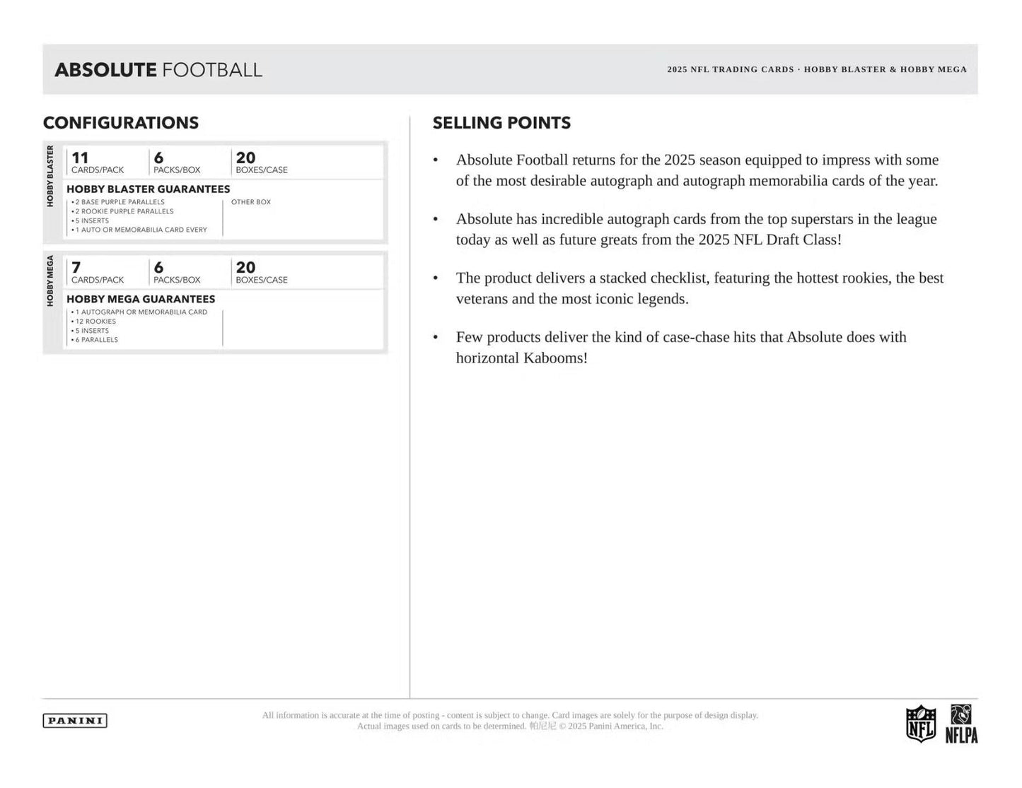 2025 Panini Absolute Football Hobby Mega Box