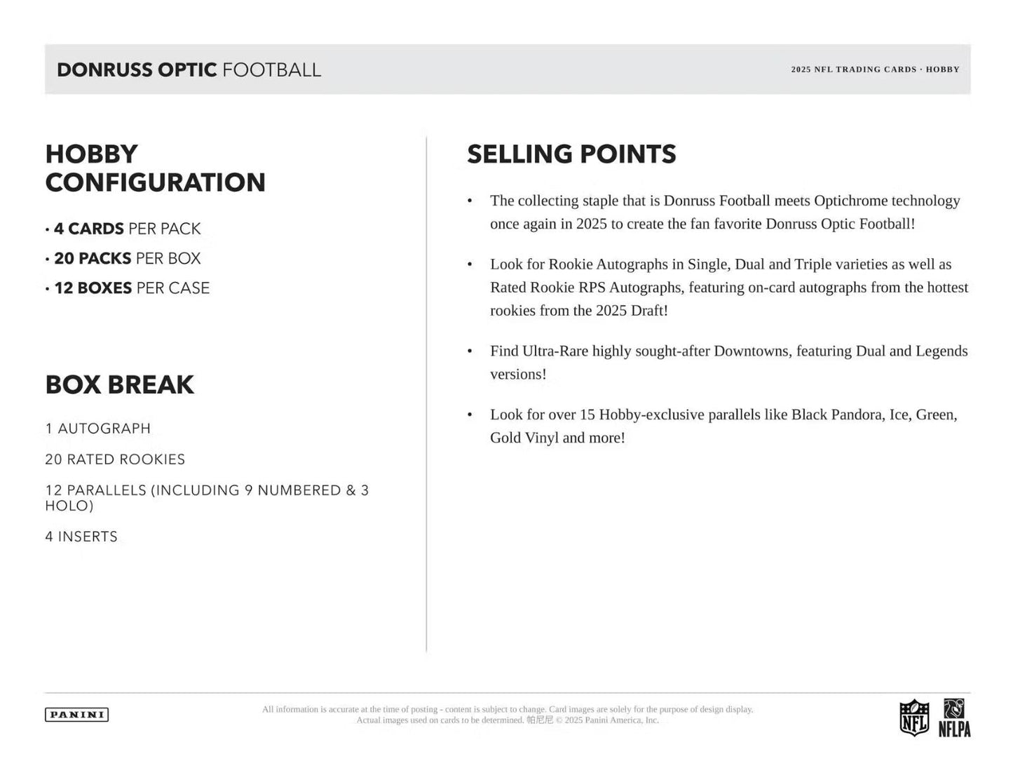 2025 Panini Donruss Optic Football Hobby Box