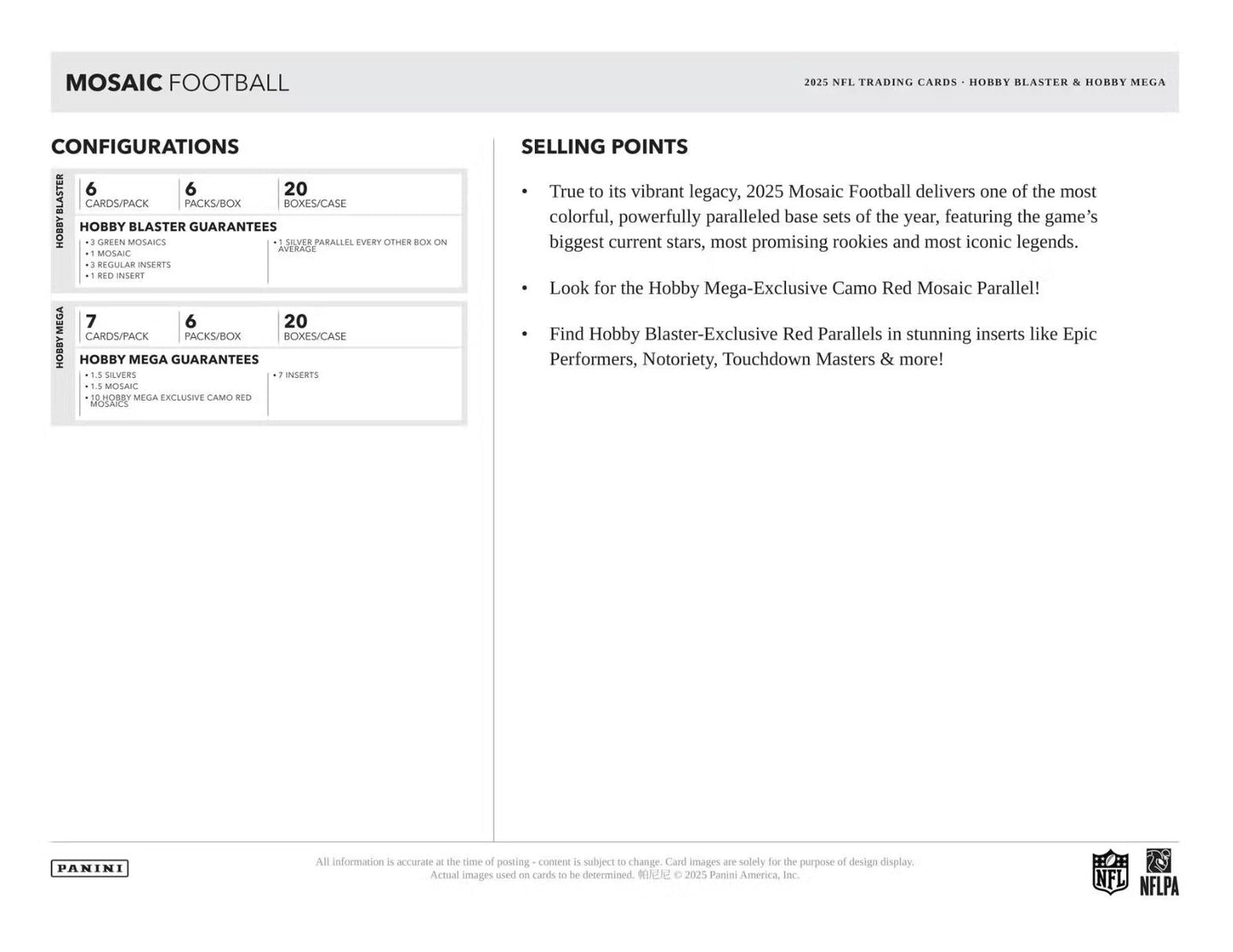 2025 Panini Mosaic Football Hobby Mega Box