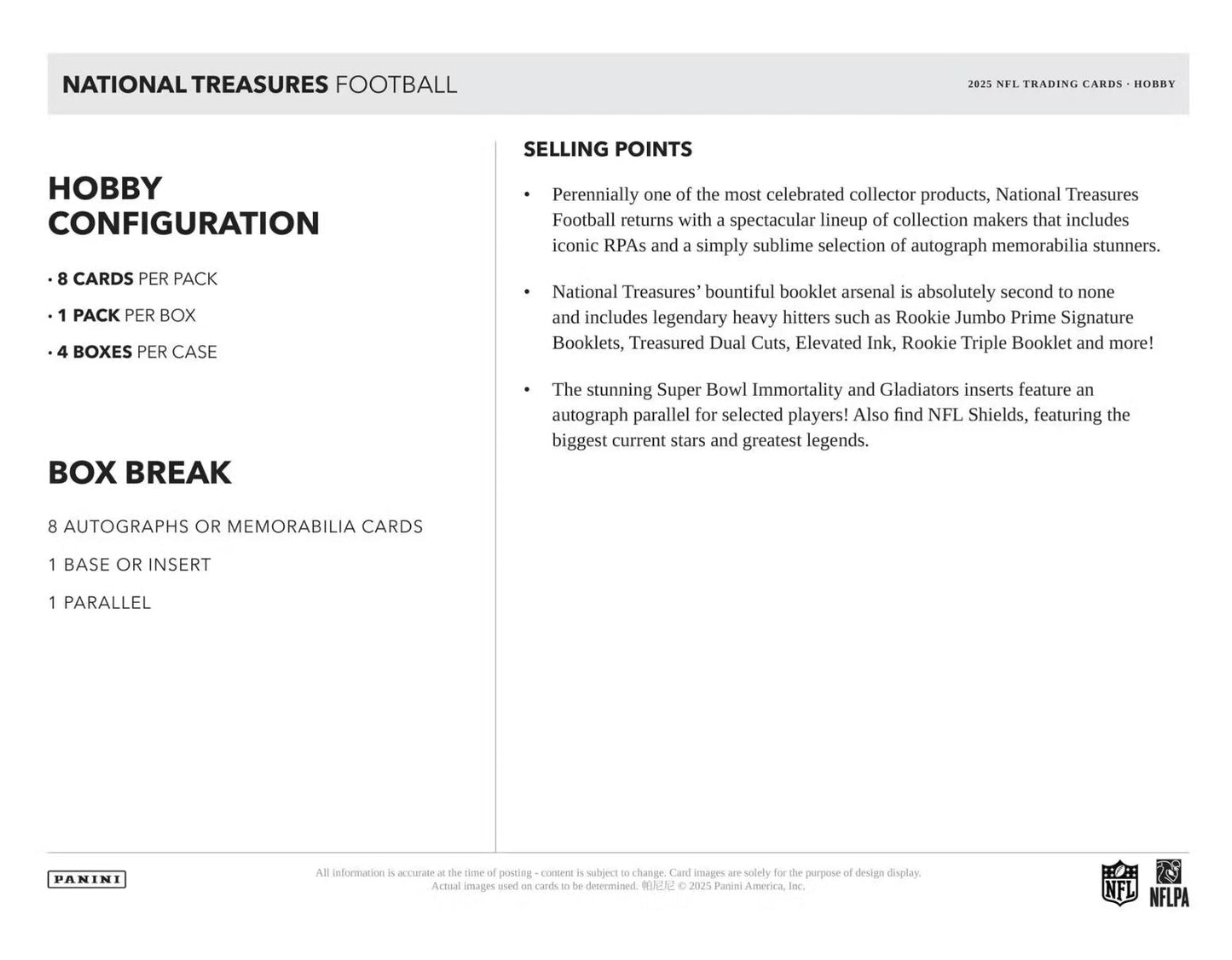 2025 Panini National Treasures Football Hobby Box