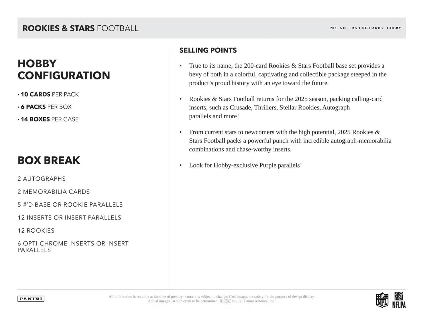 2025 Panini Rookies & Stars Football Hobby Box