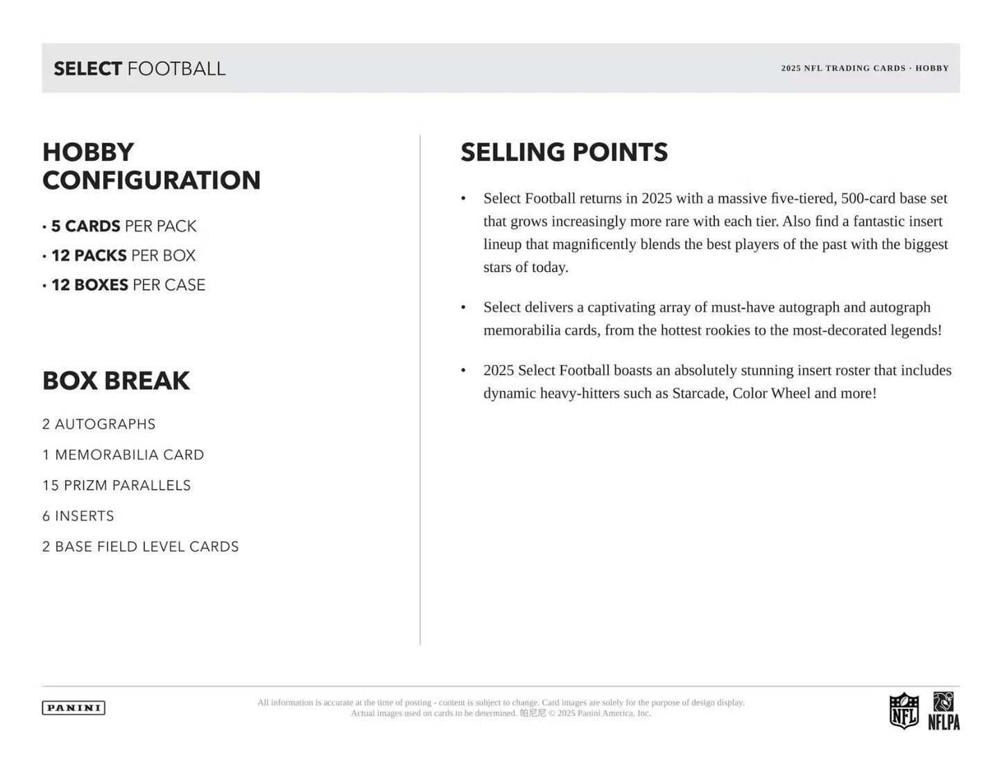 2025 Panini Select Football Hobby Box