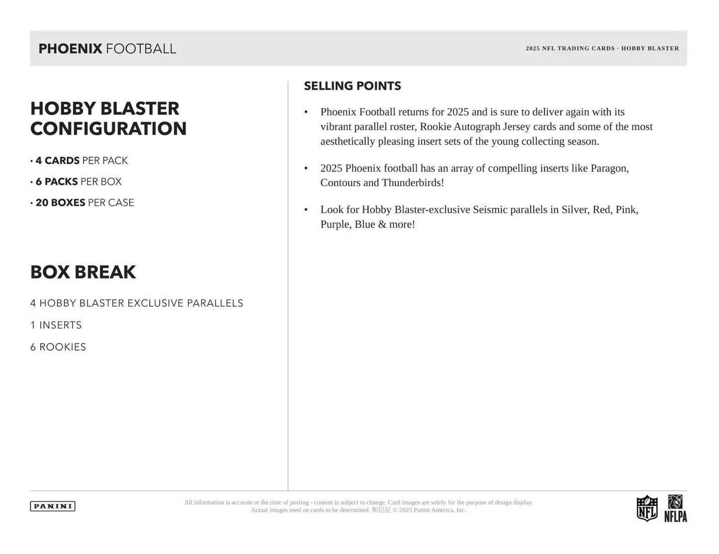2025 Panini Phoenix Football Hobby Blaster Box