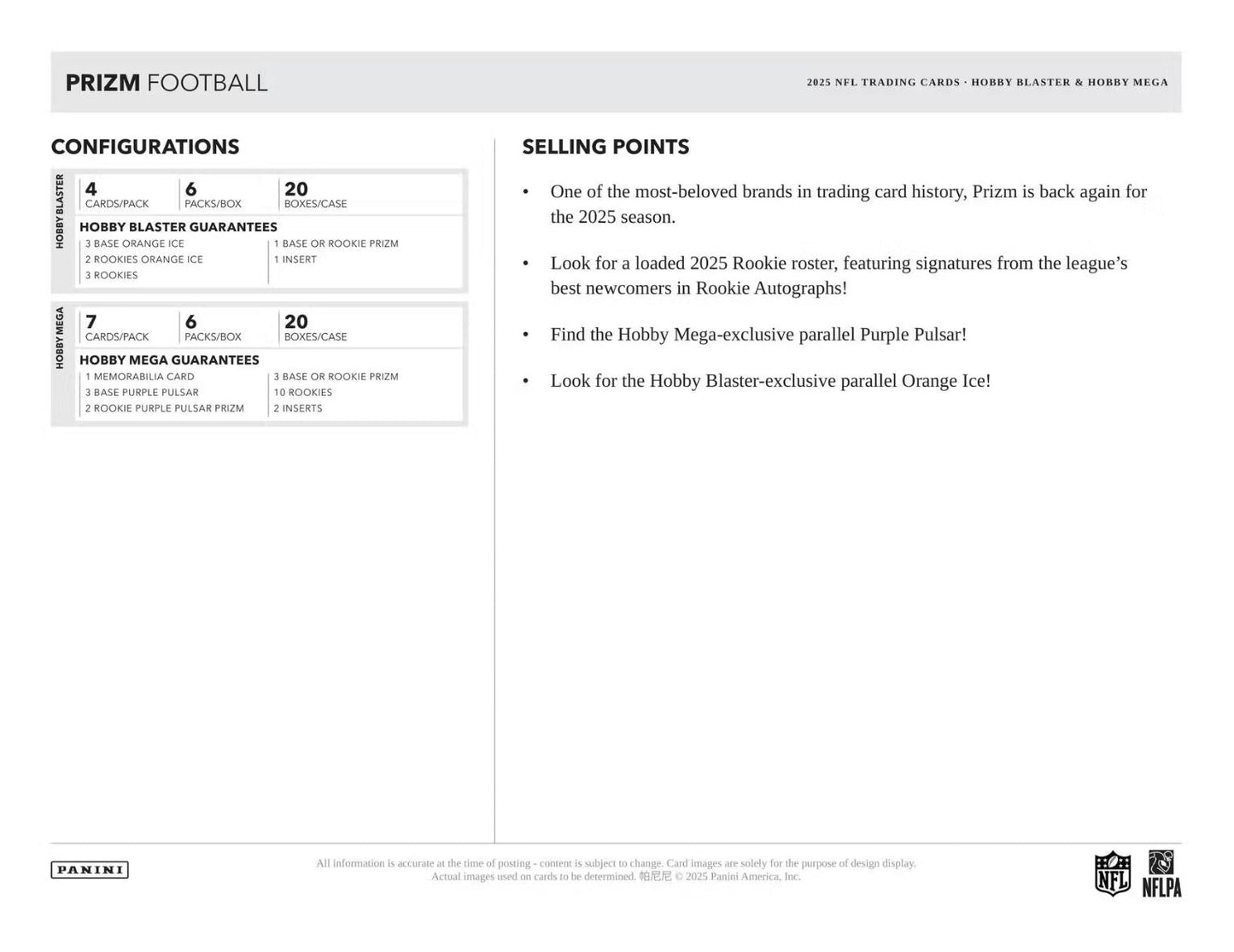 2025 Panini Prizm Football Hobby Mega Box (Purple Pulsar Prizm's)