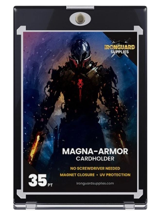 Ironguard One-Touch 35pt Magnetic Card Holder Display Box (Black Border, 25 Count)