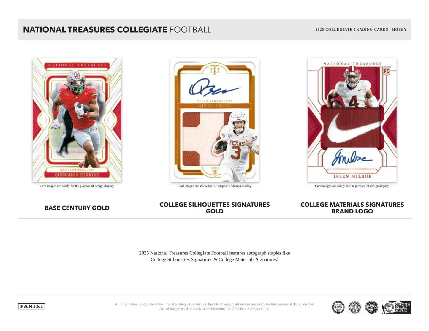 2025 Panini National Treasures Collegiate Football Hobby Box