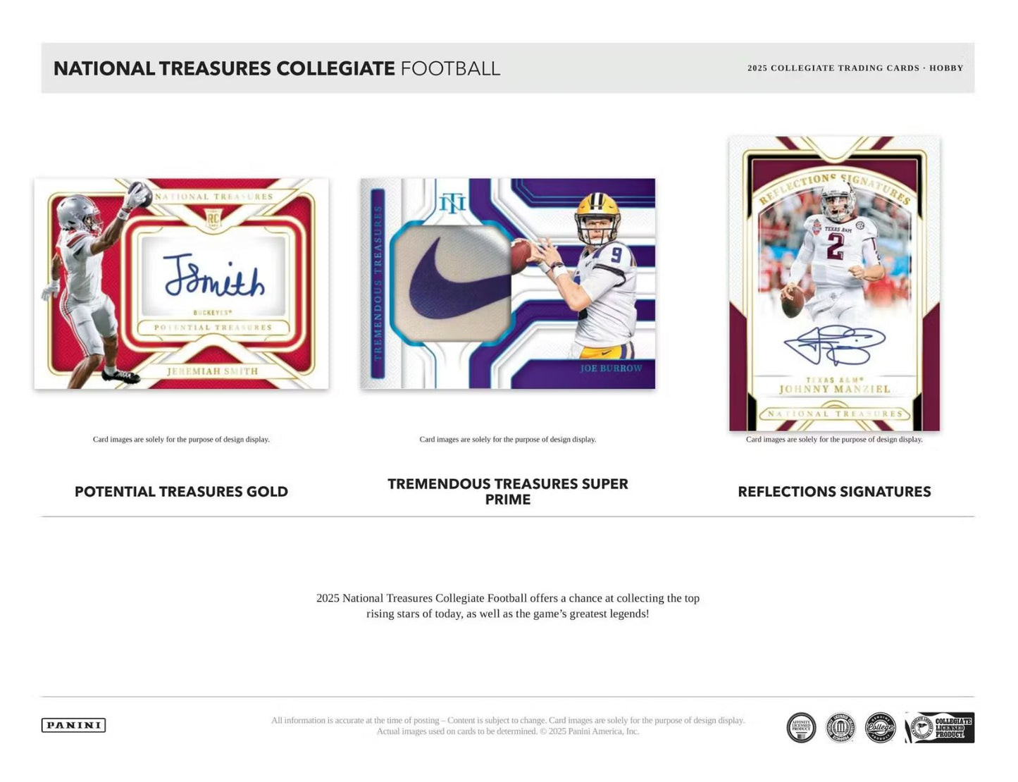 2025 Panini National Treasures Collegiate Football Hobby Box