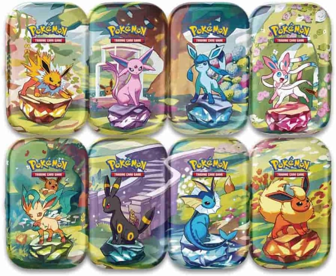 Pokemon Scarlet & Violet Prismatic Evolutions Mini Tin Display Box (Set Of 8 Tins)