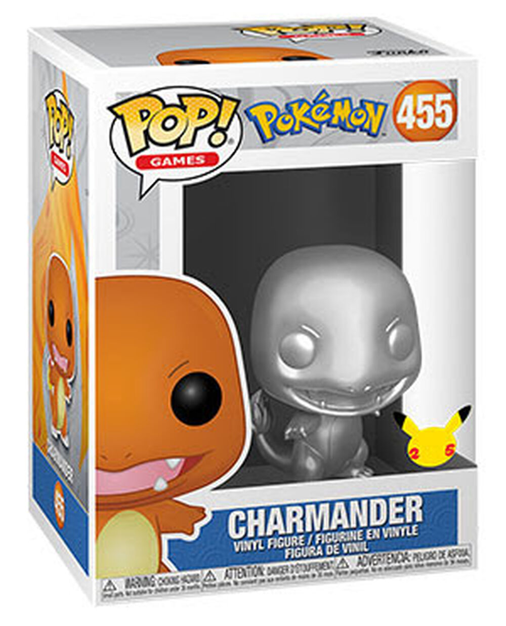 Funko Pop Games! Pokemon Charmander # 455 (Silver Metallic)